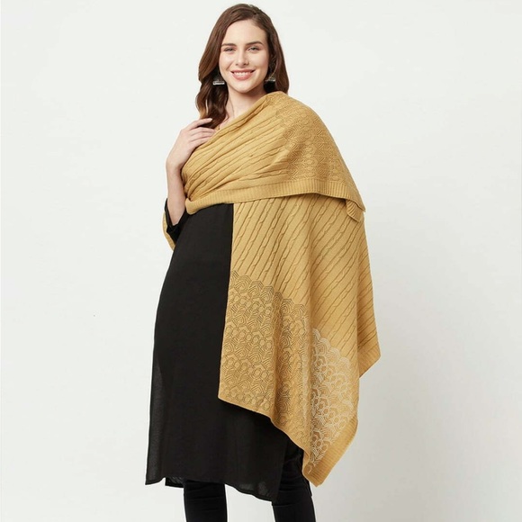 Beige Knit Stole - Picture 1 of 6